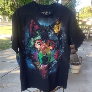 Liquid Blue Multicolor Wolf Tee